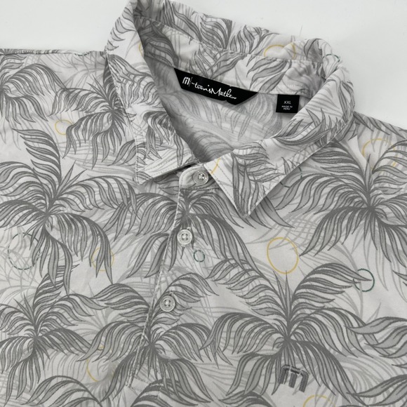 Travis Mathew Mens XXL Gray Palms Print Golf Polo Shirt Short Sleeve - Picture 1 of 8